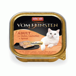 Консервы для кошек Animonda Vom Feinsten Adult Меню для гурманов с курицей, филе лосося и шпинатом 100 г х 32 шт.