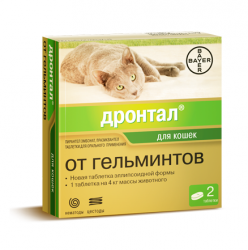 Таблетки от глистов для кошек Bayer Drontal, 2 таблетки