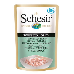 Консервы (пауч) для кошек Schesir Тунец с дорадо в желе, 50 г х 30 шт.