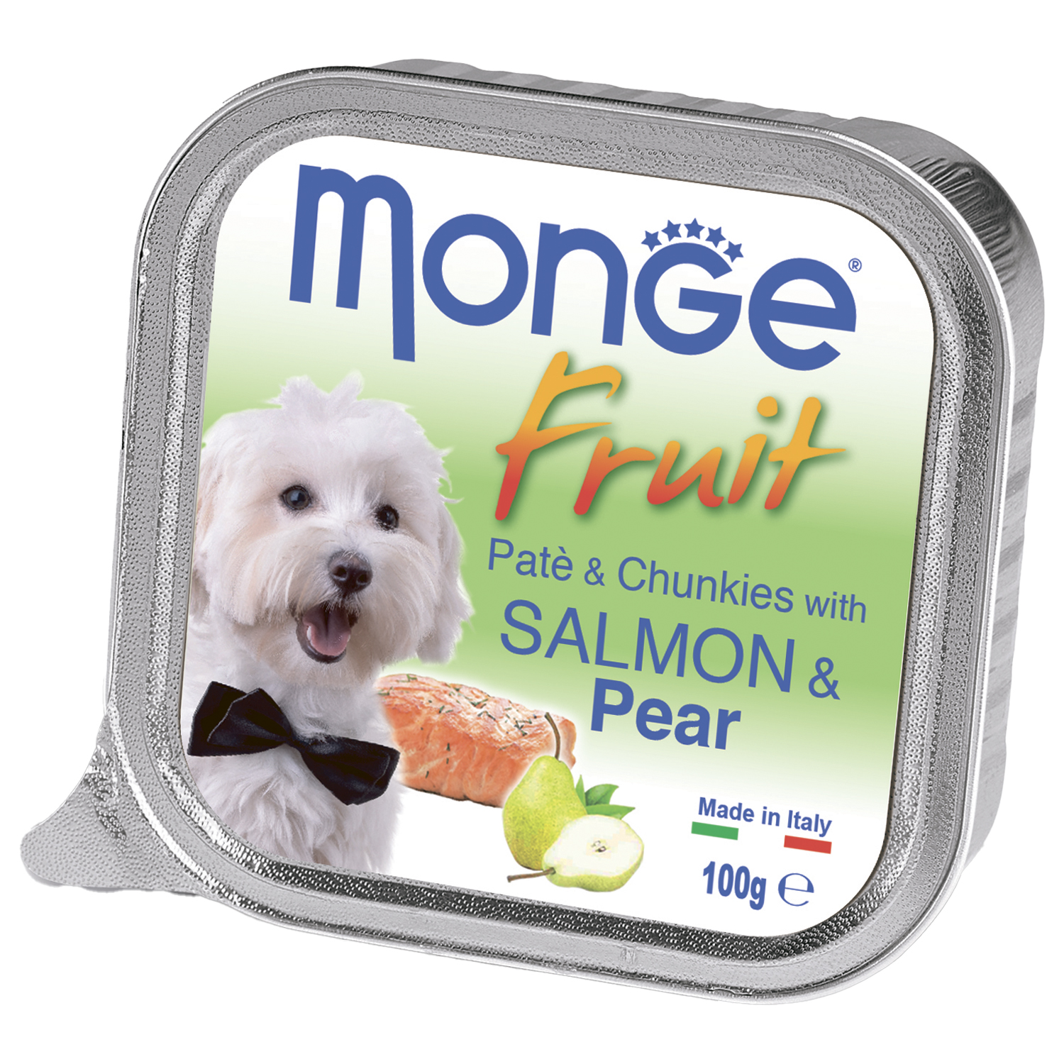Консервы для взрослых собак Monge Dog Fruit с лососем и кусочками груши 0,1 кг 
