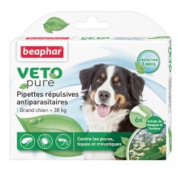 Капли Био от блох, клещей и комаров для собак Beaphar Veto pure весом свыше 30 кг, 6 пипеток