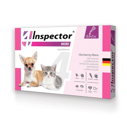Капли для кошек и собак весом от 0,5 до 2 кг Inspector Mini от внешних и внутренних паразитов