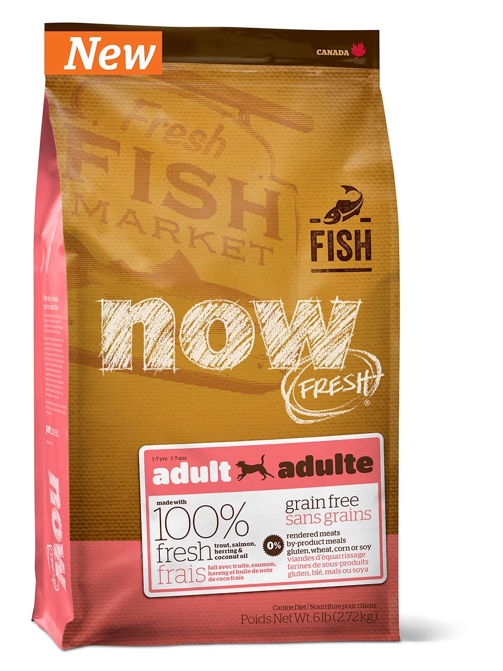 Сухой беззерновой корм для взрослых собак с чувствительным пищеварением Now Fresh Grain Free Fish Adult с форелью и лососем