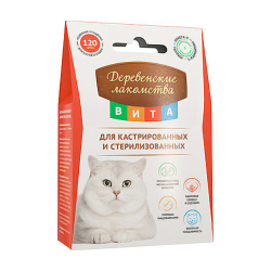 Витаминизированные лакомства для кошек «Деревенские лакомства Вита» для кастрированных|стерилизованных питомцев, 120 штук