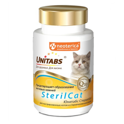 Кормовая добавка для кастрированных котов и стерилизованных кошек Unitabs Steril Cat Юнитабс Стериле, 120 таблеток