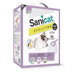 Комкующийся наполнитель для пожилых кошек Sanicat Evolution Senior с эфирными маслами и бальзамическим запахом, 6 л/5,1 кг