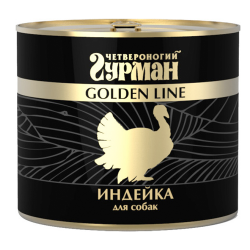 Консервы для взрослых собак Четвероногий гурман "Золотая линия" индейка натуральная в желе, 0,525 кг