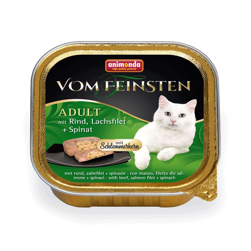 Консервы для кошек Animonda Vom Feinsten Adult Меню для гурманов с говядиной, филе лосося и шпинатом 100 г х 32 шт.