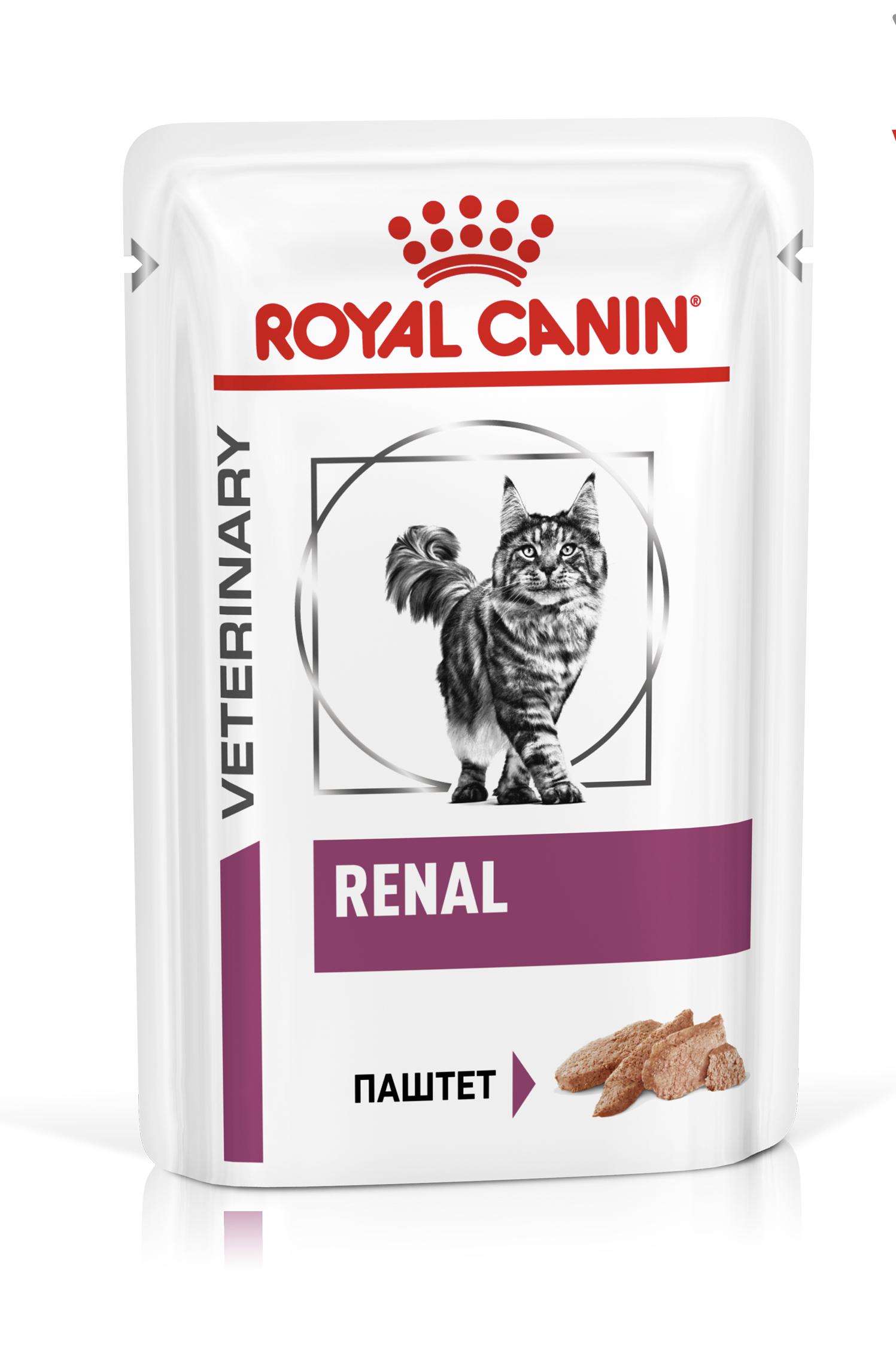 Влажный корм для взрослых кошек Royal Canin Renal Feline для поддержания функции почек, паштет 85 г