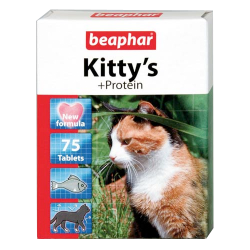 Витамины для кошек Beaphar (Беафар) Kitty’s + Protein кормовая добавка с протеином, 75 таблеток