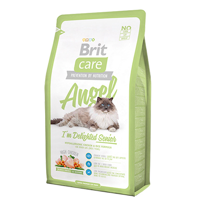 Сухой корм для старых кошек старше 7 лет Brit Care "Angel" Delighted Senior гипоаллергенный, с курицей и рисом