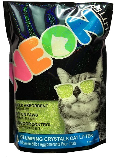 Силикагелевый комкующийся наполнитель для кошек Neon Litter, зелёный 1,8 кг