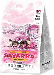 Сухой корм Savarra Adult Cat Sensitive для взрослых кошек с чувствительным пищеварением, с ягненком и рисом