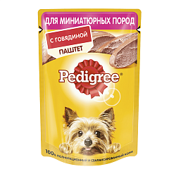 Влажный корм Pedigree для взрослых собак мелких пород, с говядиной 80 г х 24 шт.