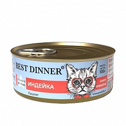 Консервы Best Dinner Exclusive для кошек с чувствительным пищеварением, индейка 100 г х 4 шт.