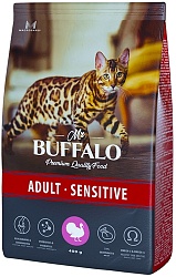 Сухой корм Mr. Buffalo Sensitive для взрослых кошек с чувствительным пищеварением, индейка