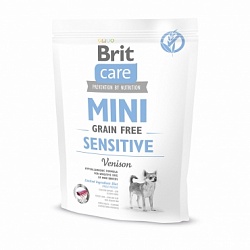 Brit Care Sensitive Grain Free сухой беззерновой корм для взрослых собак миниатюрных пород с чувствительным пищеварением, с олениной