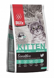 Сухой корм Blitz Sensitive Kitten All Breeds для котят, беременных и кормящих кошек, с индейкой