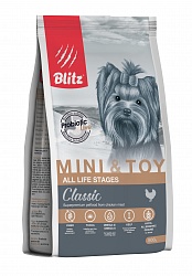Сухой корм Blitz Classic Mini & Toy Breeds Dog для собак мелких и миниатюрных пород, с курицей