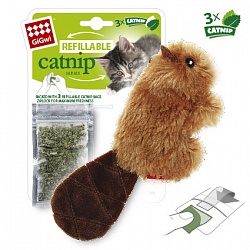Игрушка для кошек GiGwi refillable Catnip Бобер с кошачьей мятой, 16 см