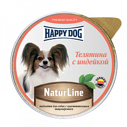 Консервы для собак Happy Dog Natur Line Телятина с индейкой паштет 125 г
