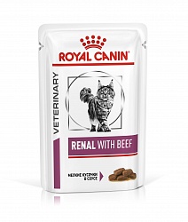 Консервы для взрослых кошек с хронической почечной недостаточностью Royal Canin Renal с говядиной 85 г
