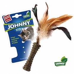 Игрушка для кошек GiGwi Johnny Stick Прессованная кошачья мята с перьями, 8 X 2.5 X 2.5 см