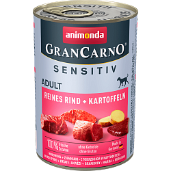 Консервы для взрослых собак с чувствительным пищеварением Animonda GranCarno Sensitiv c говядиной и картофелем 400 г х 6 шт.