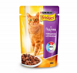 Консервы (пауч) для кошек Friskies с говядиной и ягненком в подливе 0,1 кг