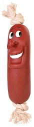 Игрушка для собак Trixie Сарделька на веревке, 11 см