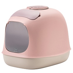 United Pets био-туалет "Minù" с совочком, пакетами для уборки и угольным фильтром, 40х40х50 см, розовый/серый