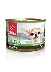 Консервы Blitz Sensitive Small Breed для собак мелких пород, паштет с уткой и цукини 0,2 кг