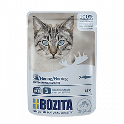 Влажный корм для кошек Bozita Herring кусочки в соусе с сельдью, 85 г х 12 шт.