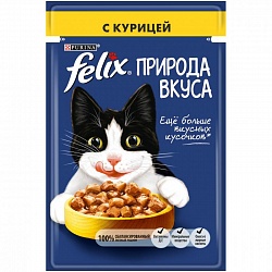 Влажный корм для взрослых кошек Purina Felix Природа вкуса с курицей, 75 г