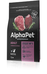 Сухой корм AlphaPet для взрослых кошек, с говядиной и печенью
