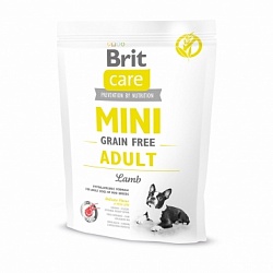 Brit Care Mini Grain Free Adult сухой беззерновой корм для взрослых собак миниатюрных пород, ягненок