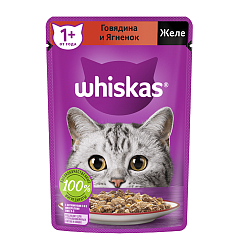 Влажный корм Whiskas для кошек, желе с говядиной и ягненком 75 г × 28 штук