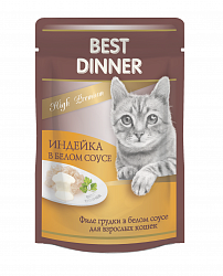 Влажный корм Best Dinner High Premium для кошек, Индейка в белом соусе 85 г х 24 шт. 