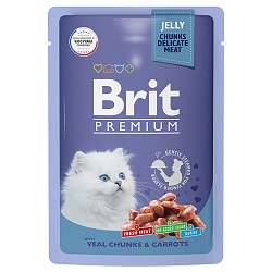 Влажный корм для котят Brit Premium Телятина с морковью в желе , 85 г х 14 шт.