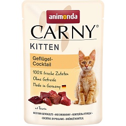Влажный корм для котят Animonda Carny Kitten коктейль из мяса домашней птицы 85 г х 12 шт.