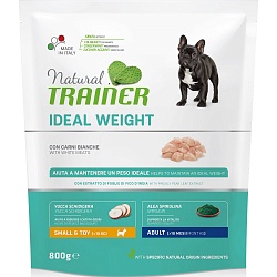 Сухой корм для собак мелких и миниатюрных пород Trainer Natural Ideal Weight Mini с курицей, 0,8 кг