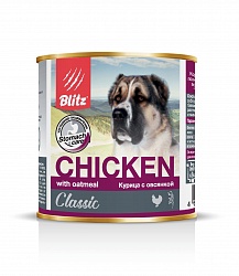 Консервы Blitz Classic Dog для собак всех пород, курица с овсянкой 750 г