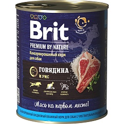 Консервы для взрослых собак склонных к полноте Brit «Premium» с говядиной и рисом, 0,850 кг
