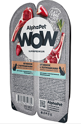 ALPHAPET WOW SUPERPREMIUM 80 гр ламистер влажный корм для кошек с чувствительным пищеварением ягненок с потрошками 