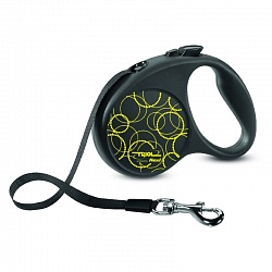 Поводок-рулетка для собак до 25 кг Triol by flexi Fun Neon М лента 5 м, чёрный|жёлтый