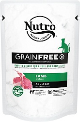 Влажный корм Nutro Grain Free для взрослых кошек, ягненок 70 г х 24 шт.