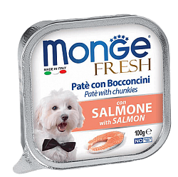 Консервы для взрослых собак Monge Dog Fresh паштет c лососем 0,1 кг