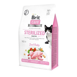 Сухой беззерновой корм Brit Care Cat GF Sterilized Sensitive для стерилизованных кошек с чувствительным пищеварением