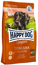 Сухой корм для собак Happy Dog Supreme Sensible Toscana с уткой и лососем