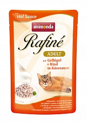 Паучи для кошек Animonda Rafine Soupe Adult с домашней птицей и говядиной в сырном соусе 100 г х 12 шт.